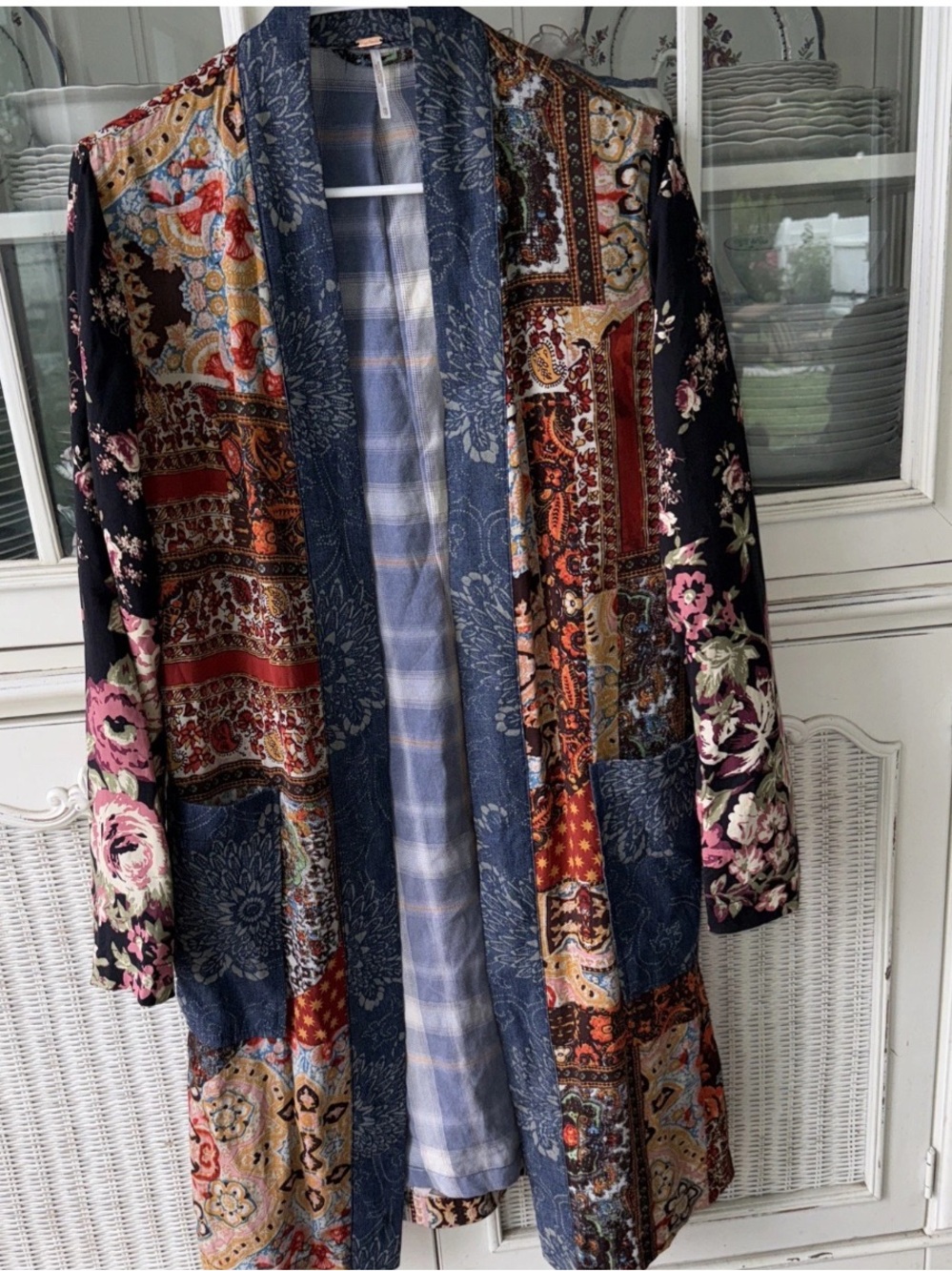 Free People Patchwork Jacket Women XS Open Studio Songbird Patched Coat Jacket